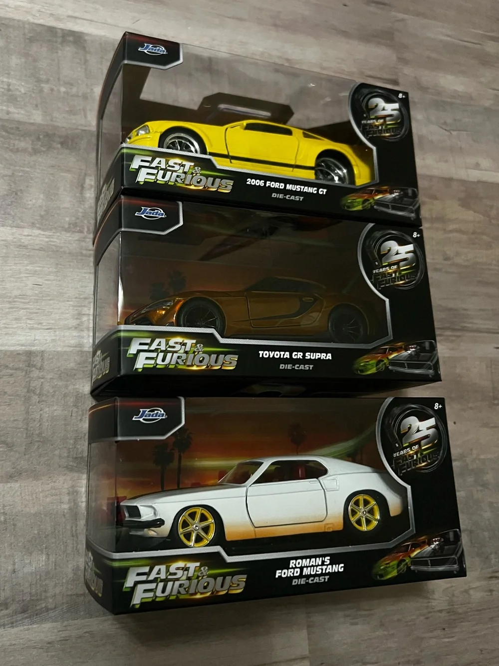 Jada 25 Years of Fast and Furious 1:32 Cars Lot of 3 Ford Mustang, Toyota Supra